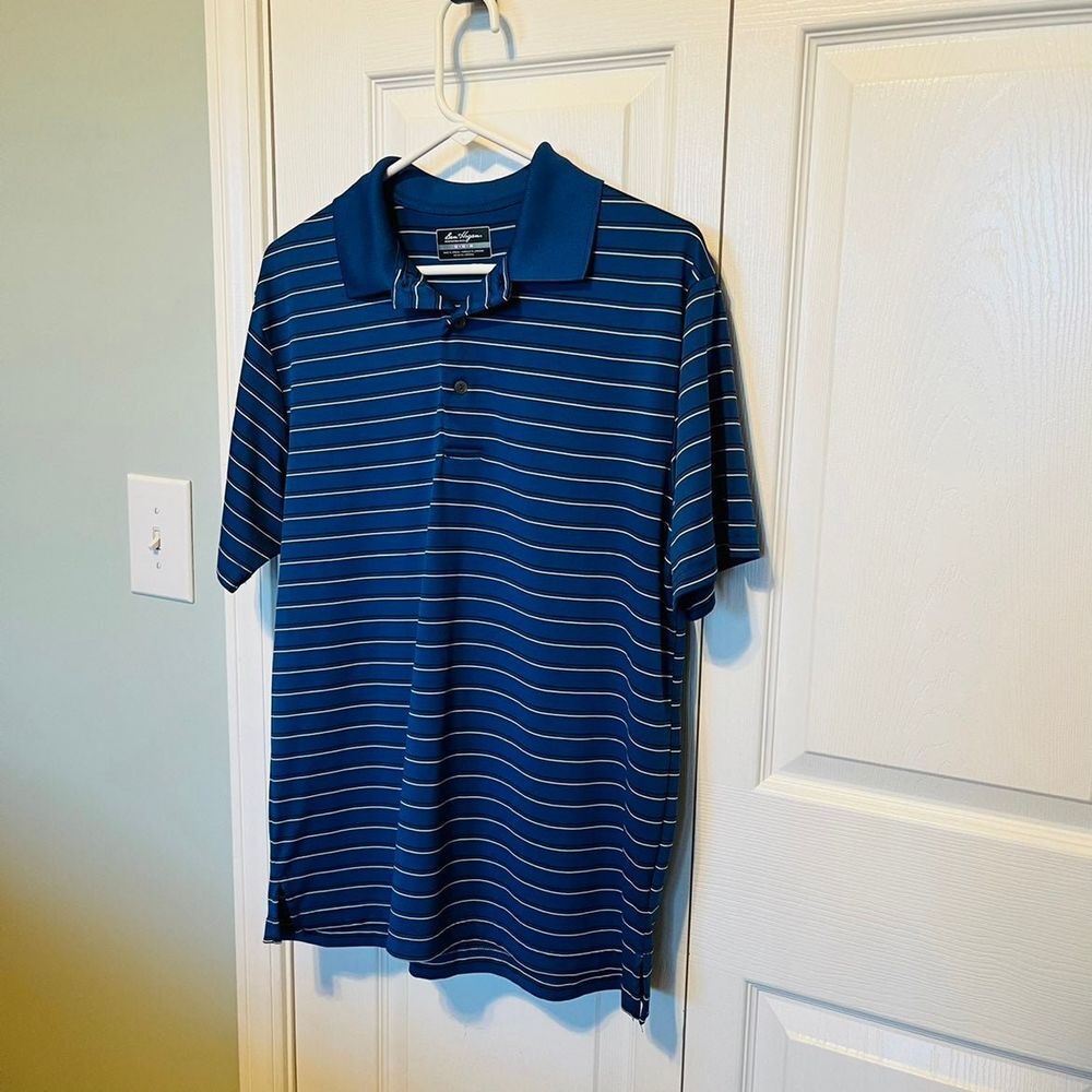 BEN HOGAN PERFORMANCE Mens Size Medium Blue Golf Polo Short Sleeve Shirt Preppy‎